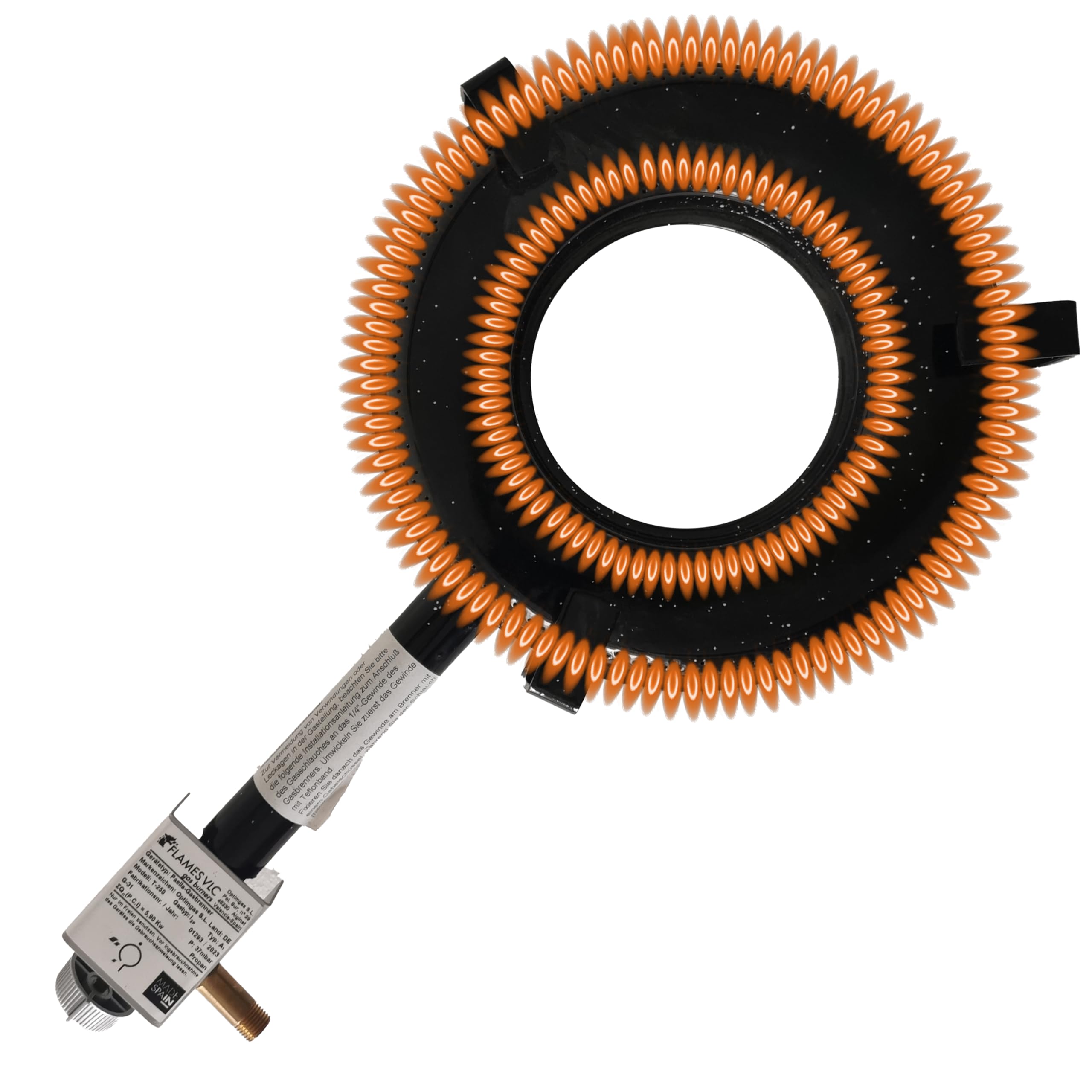 25 cm Outdoor Gasbrenner für Grill und Paella-Pfannen – 5,9 kW Energiesparend, Verstopfungsfreies Nadelventil, Niedriger Gasverbrauch, Ideal für Paella, Grillen und Outdoor-Kochen von Optimgas