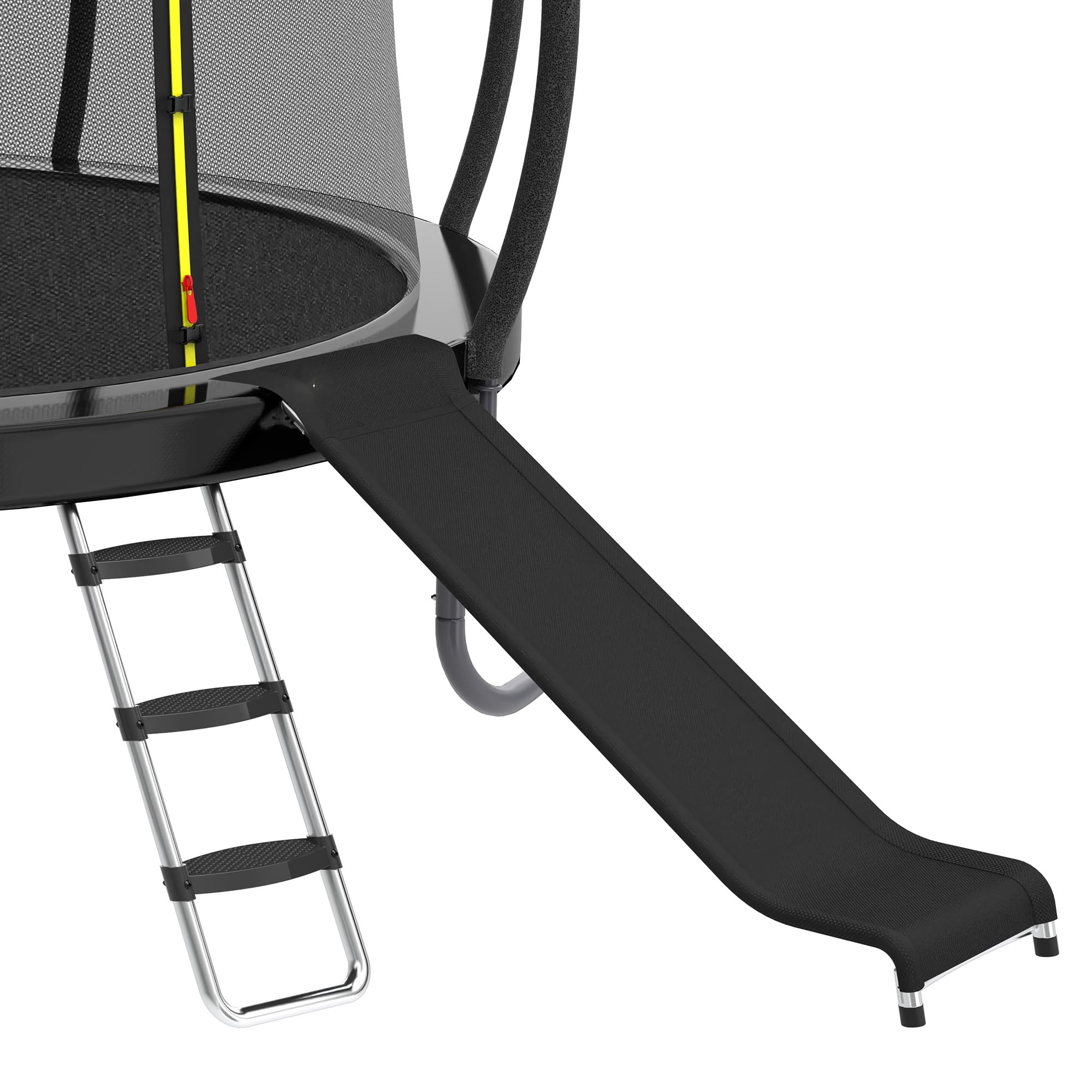 Polwkscas Universal Trampoline Ladder Slide kit, Trampoline Ladder with Slide for Children Kids 3 Step Wide Trampoline Safety Stairs and Strong Tear Resistant with Cushioned Sections Slide