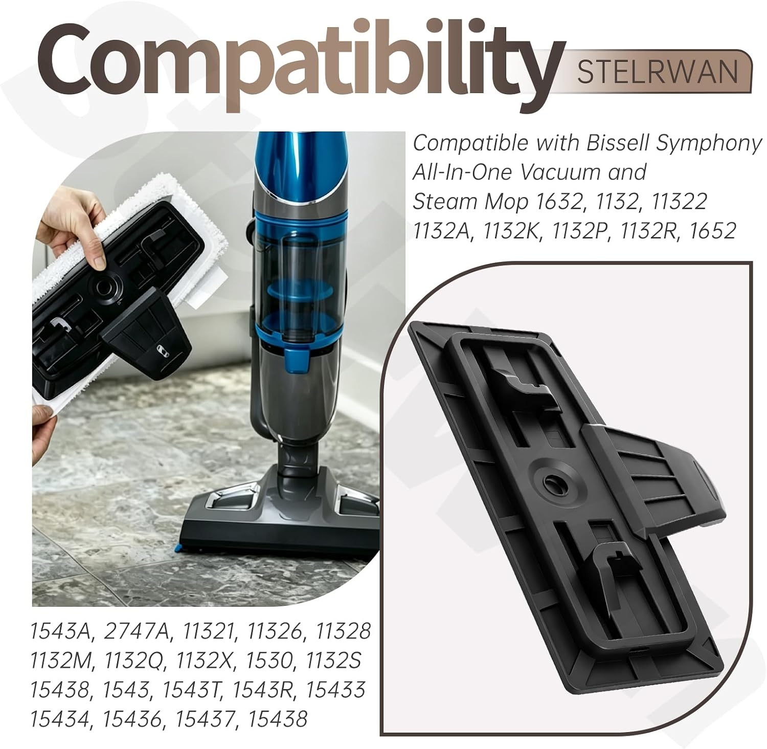 1602390 Mop Pad Tray for Bissell Symphony Pet All-in-One Vacuum Steam Mop