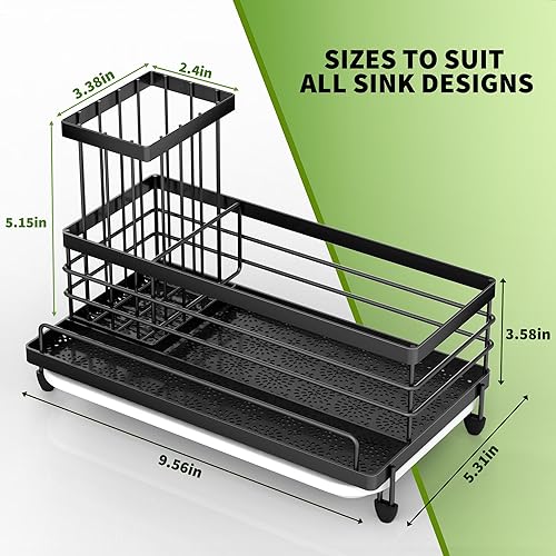 Miniatura 9 de Cisily Organizador para fregadero de cocina, organizador de fregadero de cocina de acero inoxidable, prevención de óxido, soporte de esponja para