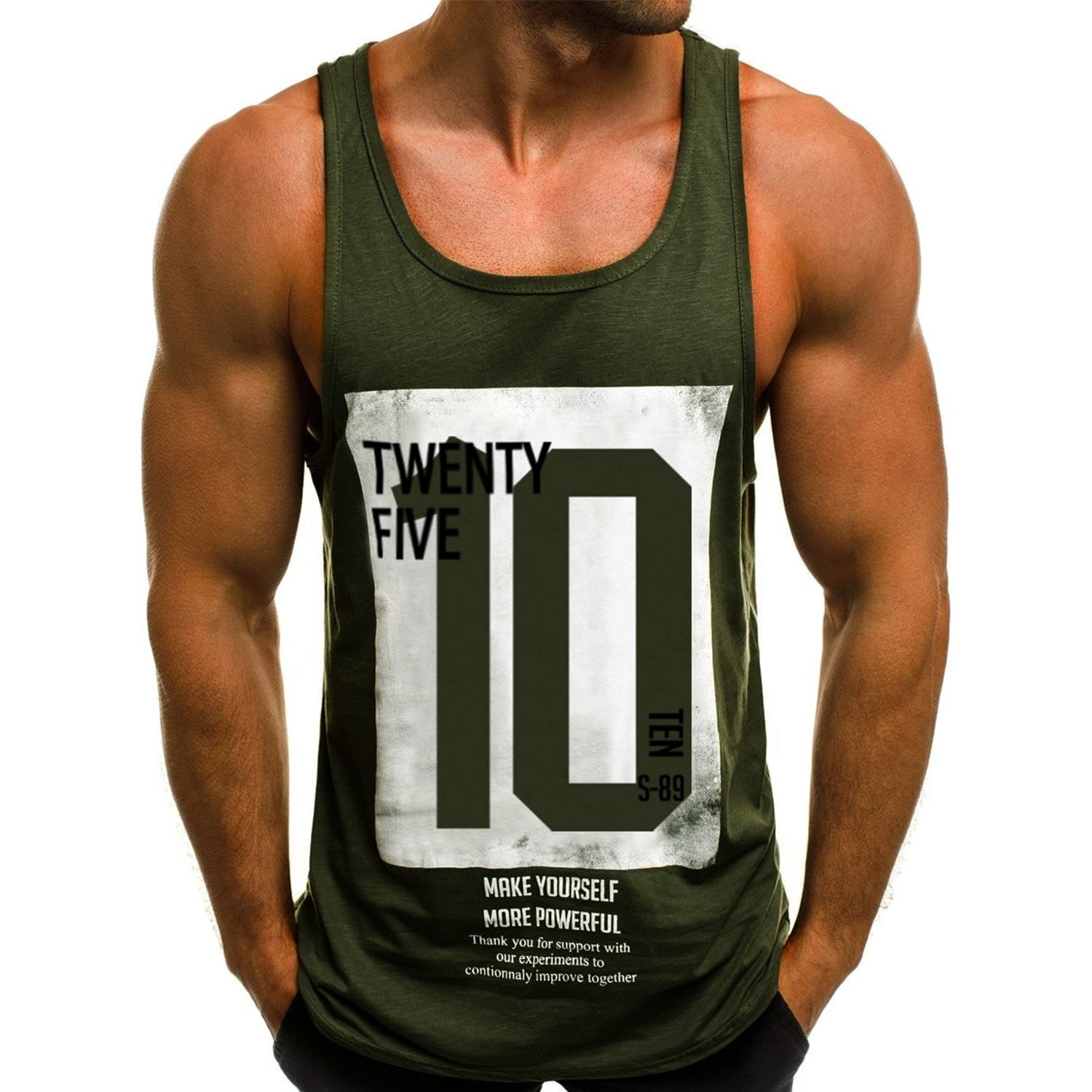 BodyGo Camiseta de Tirantes Hombres Elástica de Fitness sin Mangas Tank Top Gym Fitness Muscle Estampado sin Mangas para Hombre