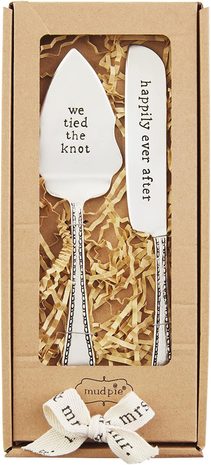Mud Pie, Silver, 9" Boxed Wedding Cake Server Set, 9", 9"