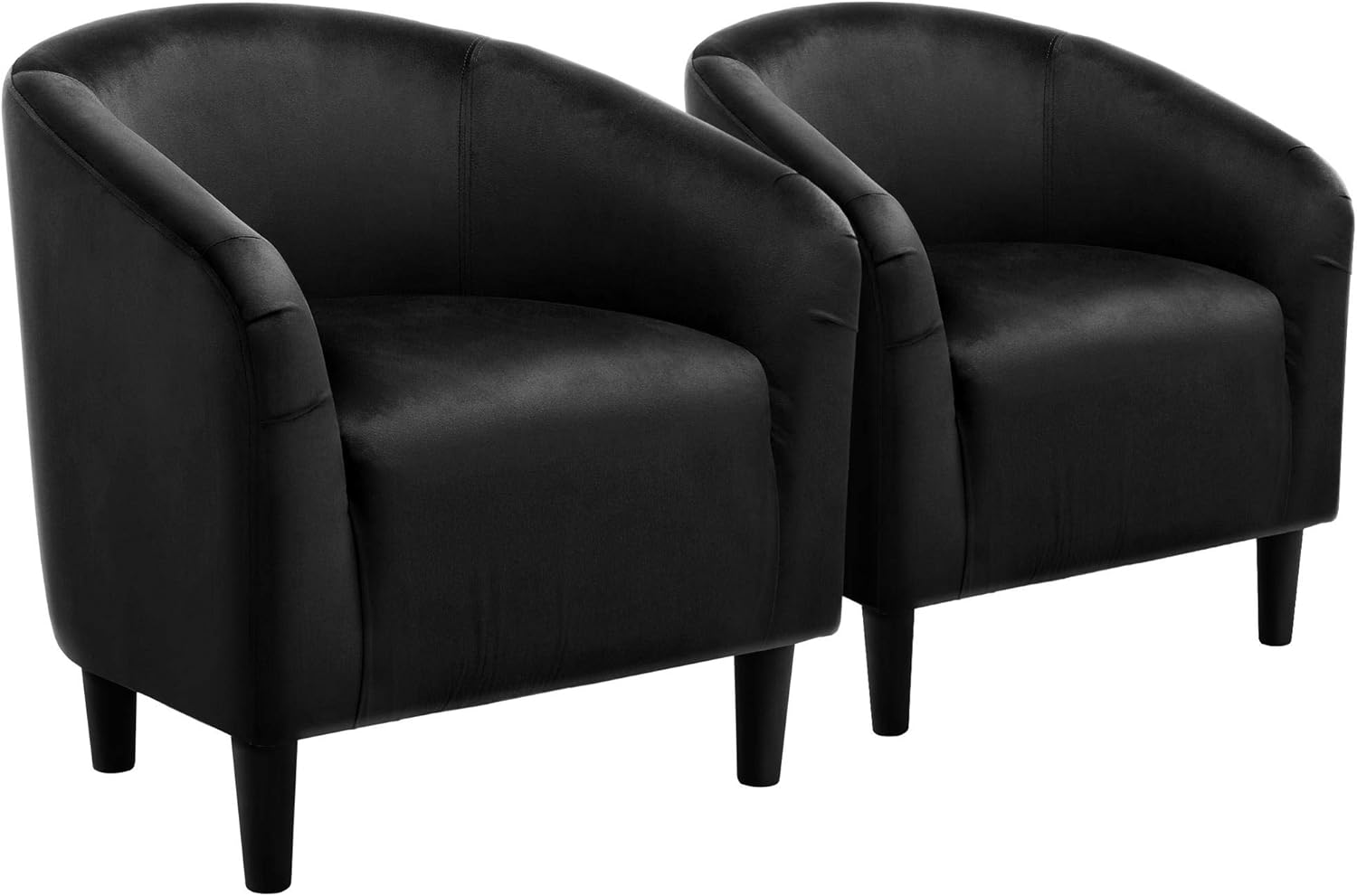 Yaheetech Black Accent Chairs Set of 2, Cozy Velvet Barrel