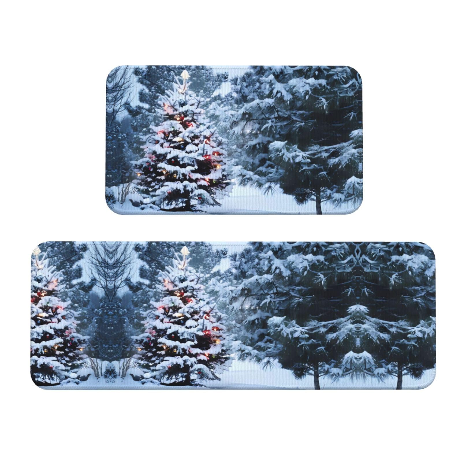 Alfombrillas de cocina antideslizantes con diseño de árbol de Navidad