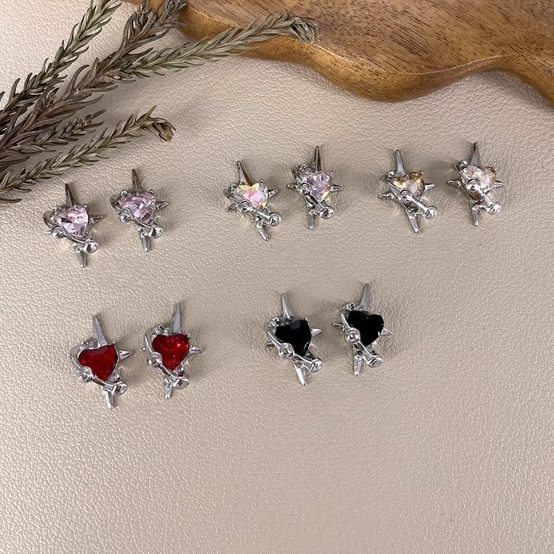 Alloy Nail Charms 10x15.5mm 3D Rhinestone Stars Hearts Saturn Cute Trendy Girl Nail Art Decorations,01