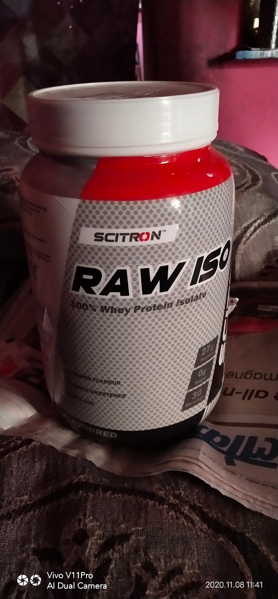Scitron RAW ISO 100 Whey Protein Isolate 2lbs, 900g, Unflavoured