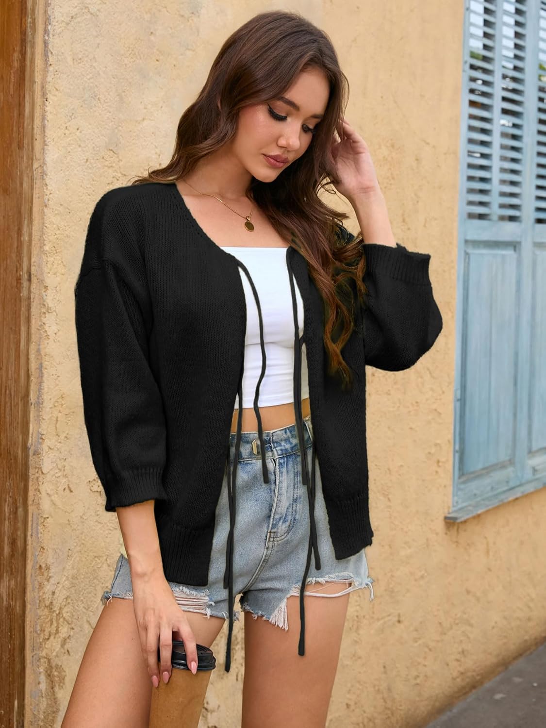 Women's 3/4 Sleeve Lightweight Fashion Cardigan Sweater - Image 4