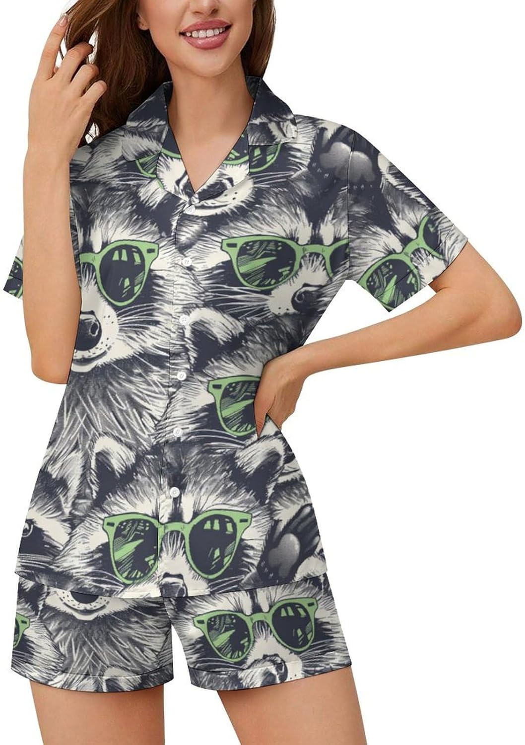 Delerain Womens Pajama Sets 2-Piece Short Sleeve Sleepwear Soft Satin Button Down Loungewear Pjs Shorts Set XS-5XL - Image 2