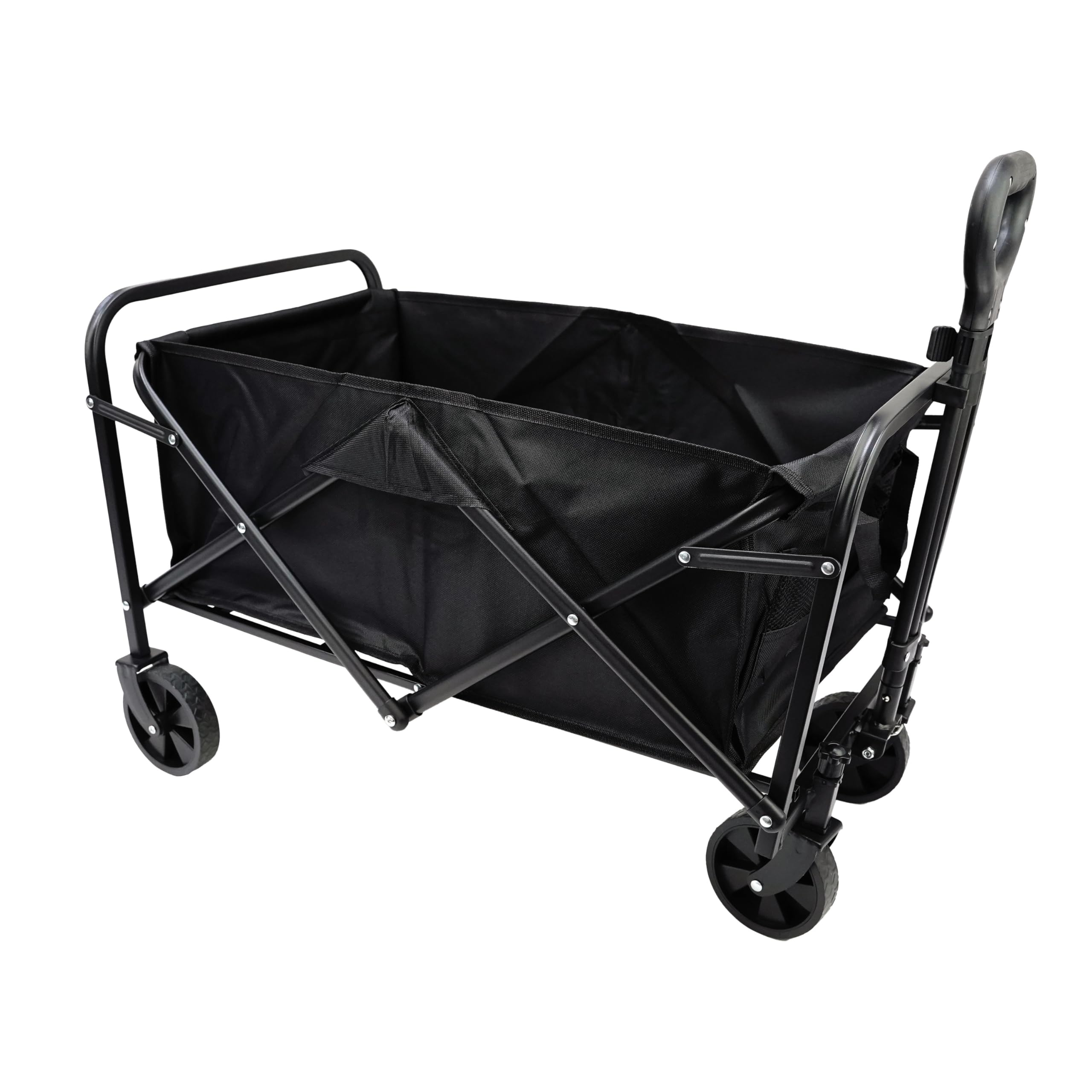 Chariot Pliable Noir 75 x 45 x 86 cm - Chariot Utilitaire Pliable avec Tissu Oxford 600D Durable - Poignée réglable - avec 2 Porte-gobelets - Idéal pour Le Plage