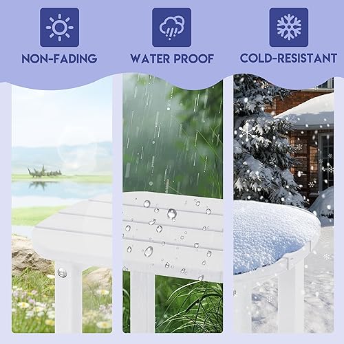 Miniatura 174 de LZRS Mesa auxiliar para exteriores, mesa auxiliar ovalada Adirondack doble con almacenamiento de 2 niveles, mesas auxiliares de HDPE para patio