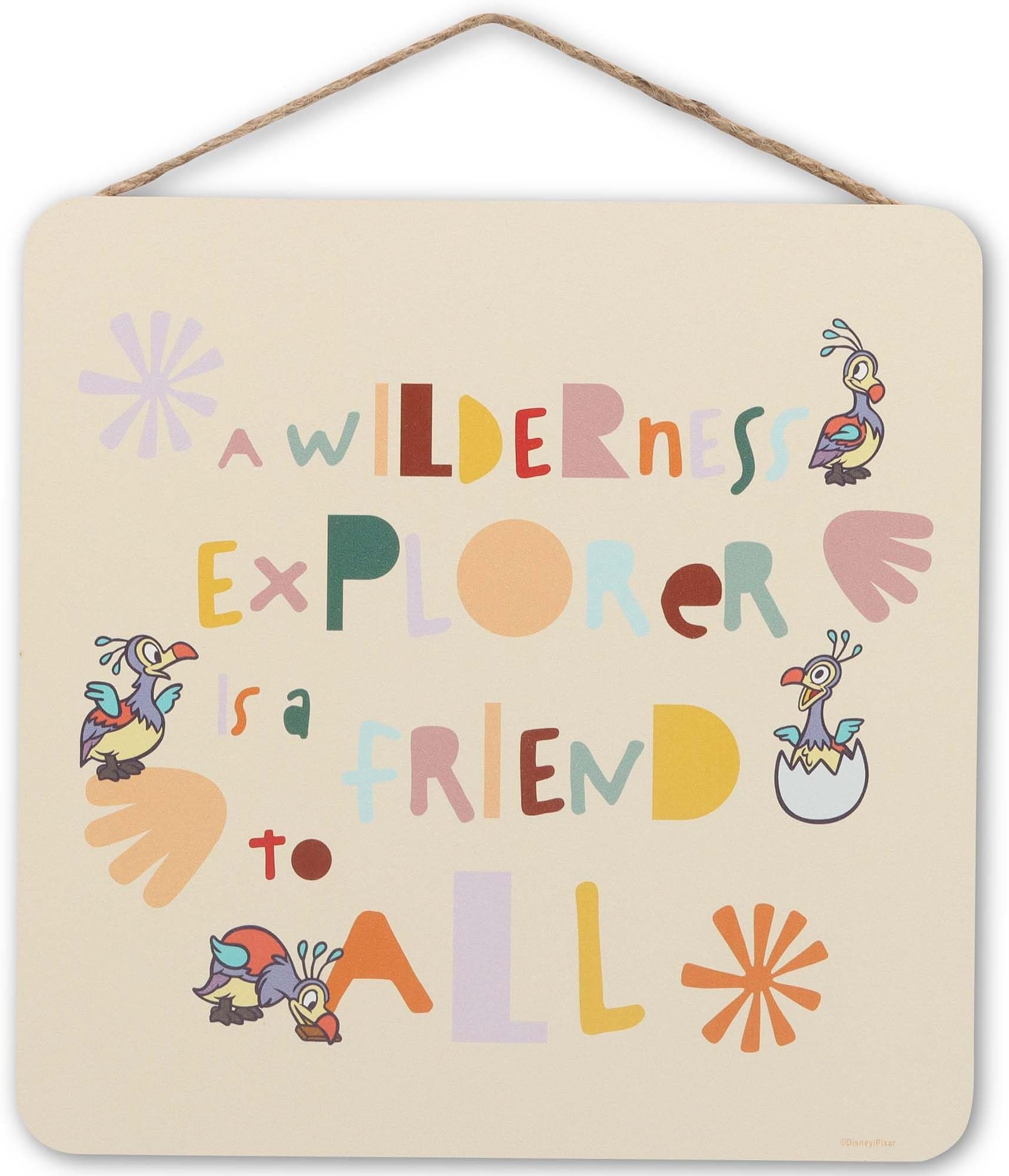 Disney Pixar Up A Wilderness Explorer Is a Friend To All Hanging Wood Wall Decor - Cute Up Sign for Home