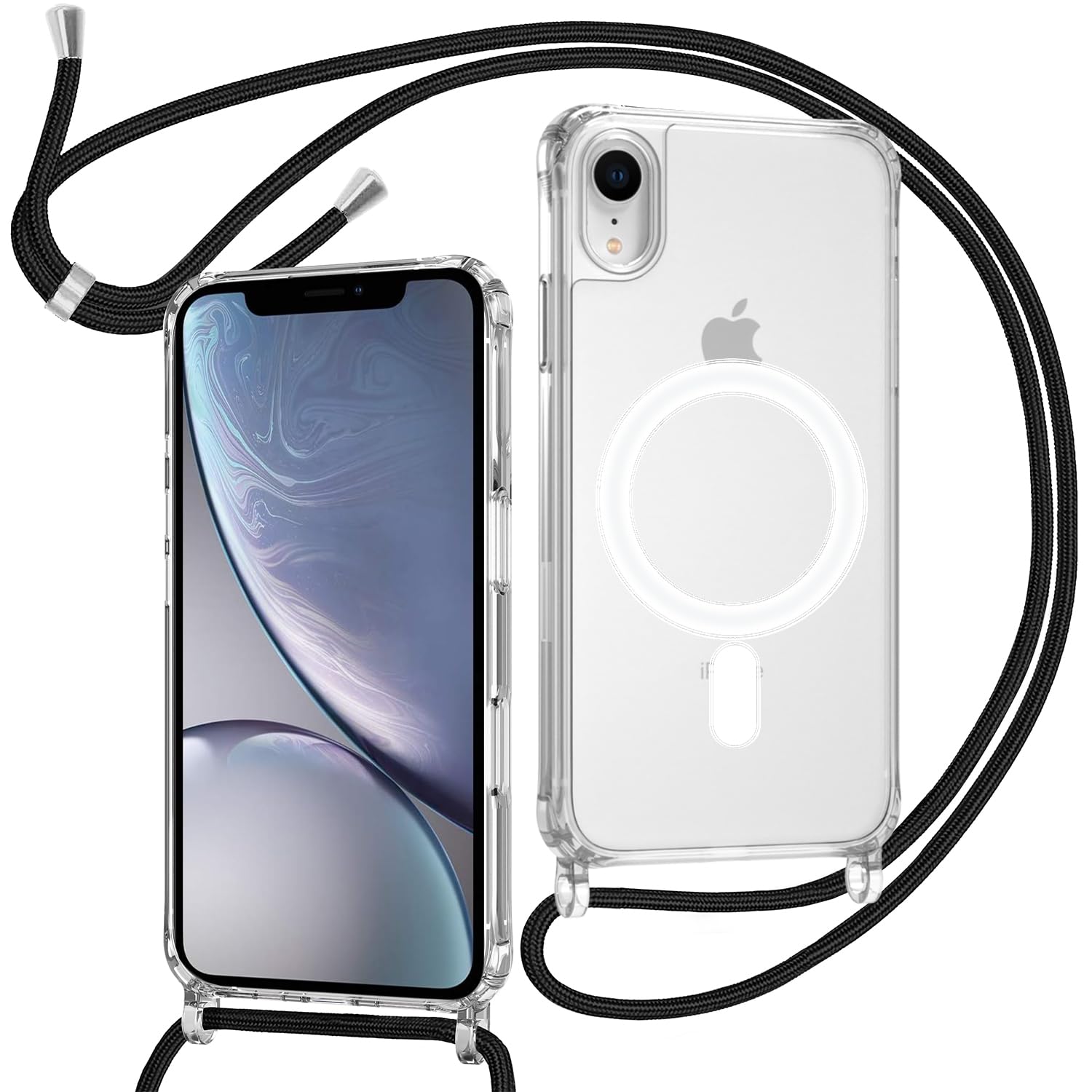 ZYIMOU für iPhone 16 Hülle mit Band, Handyhülle iPhone 16 Pro Handykette Hülle mit Kette Schutzhülle Kordel zum Umhängen Transparent Weich TPU Silikon Bumper