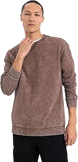 سويت شيرت بقصة عادية ورقبة دائرية ضيقة وأكمام طويلة للرجال من ديفاكتو، B9221AX