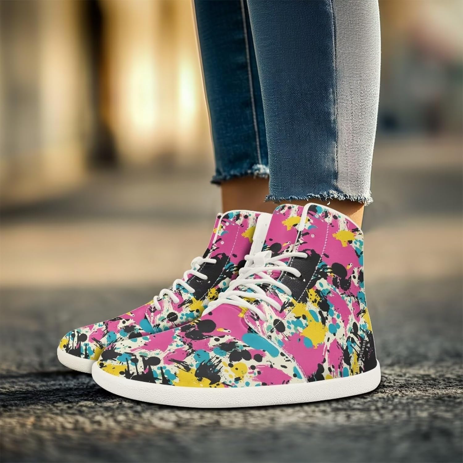 Women's Wide High-top Minimalist Barefoot Sneakers Zero Drop Sole Walking Shoes Outdoor Hiking Shoes Cushioned Ankle Support Size 6-12.5