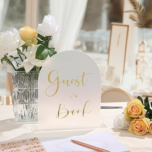 UNIQOOO Paquete de 10 letreros de mesa de acrílico esmerilado de 8 x 10 pulgadas para boda con soportes, 1/8 pulgadas de grosor, hoja de letrero de