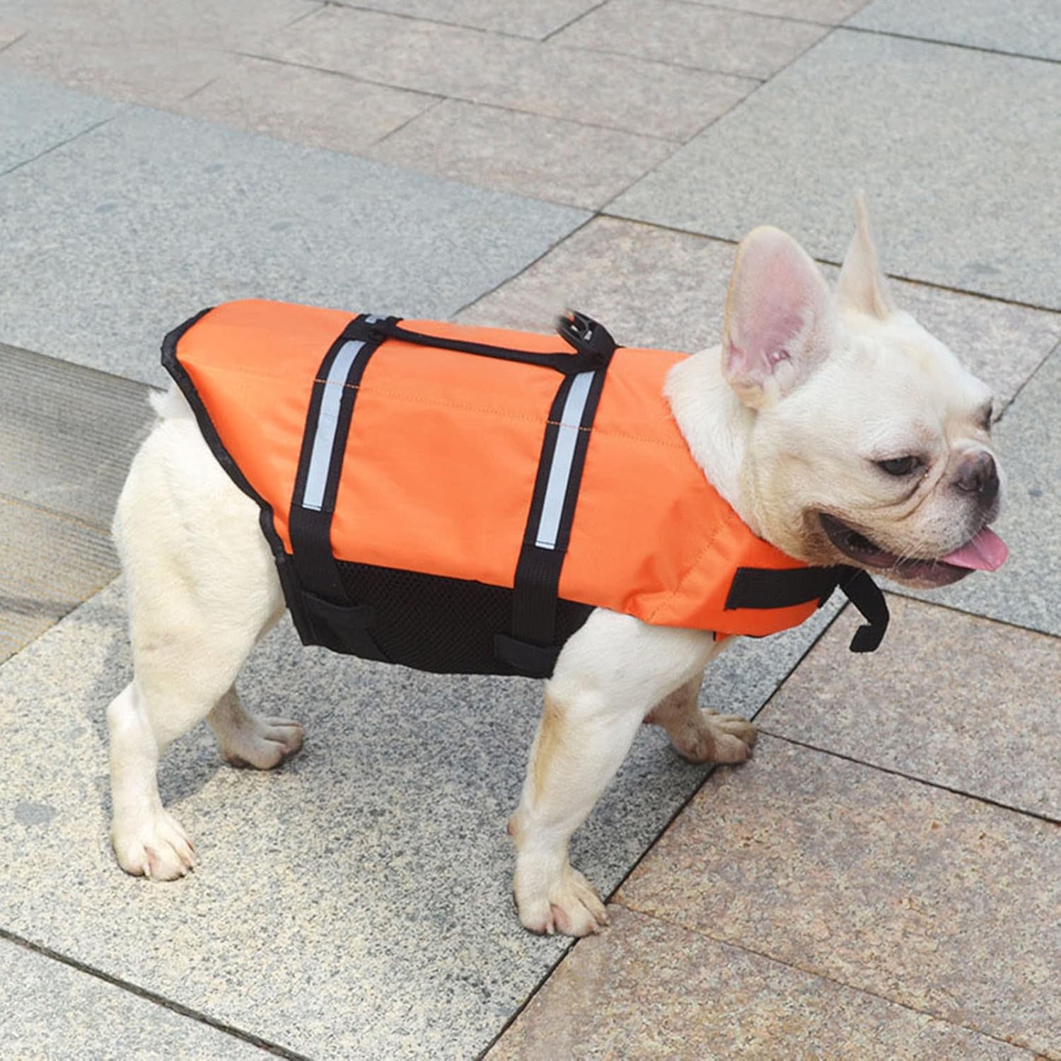 Dog Life Jacket with Leash Attachment, Adjustable Dog Vest with Reflective Strip, Dog Lifejackets with Rescue Handle for Small Medium Large Dogs