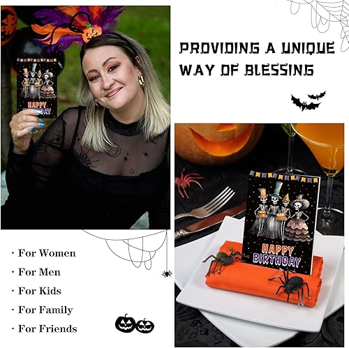 Miniatura 8 de WhatSign Tarjeta de cumpleaños de Halloween, diseño de esqueleto de feliz cumpleaños, tarjetas de Halloween, regalo para mujeres y hombres,