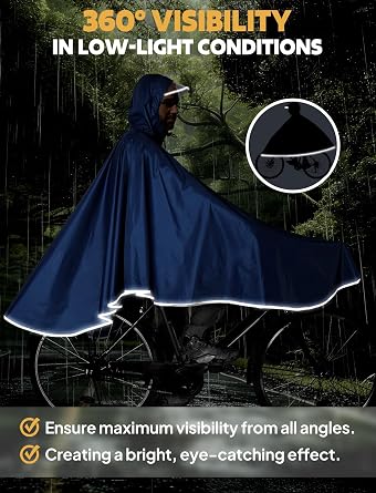 ANYOO Waterproof Rain Poncho Bike Bicycle Rain Capes Lightweight for Adults