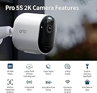 Vista 2 de Arlo Cámara de seguridad Pro 5S Spotlight 2K HDR Exterior Inalámbrica con foco Wi-Fi de doble banda se conecta a la red más fuerte Zoom 12X