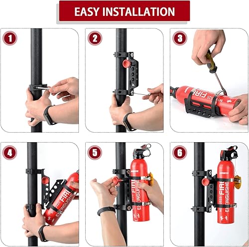 Miniatura 8 de Z8 Soporte para extintor de incendios LED UTV, barra enrollable ajustable, soporte para extintor de incendios para barra antivuelco de 1.75 a 2