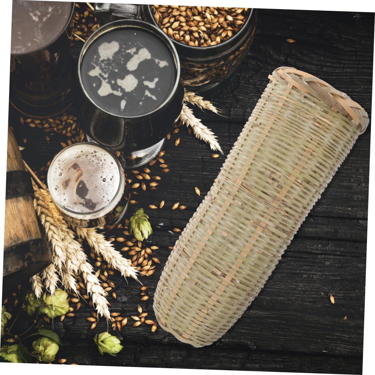 CHILDWEET Handmade Bamboo Wine Filter Basket Portable Woven Wine Filtering Tool Kitchen Strainer for Wine-Making and Beer Brewing for Home Use