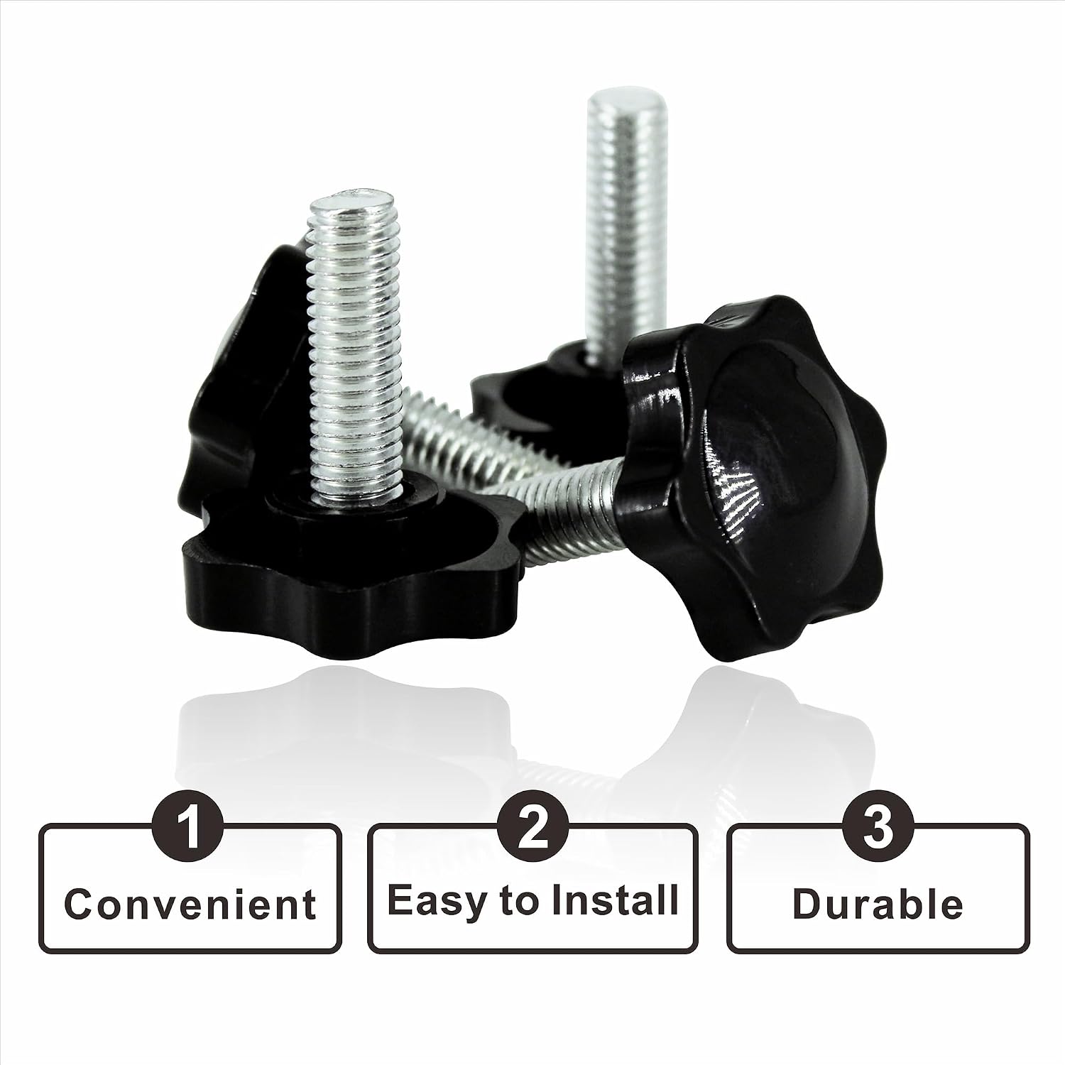 Metric M8 Knurled Clamping Knobs, Star Hand Knob Tightening Screw Thread Quick Removal Replacement Parts for Patio Umbrella Base Replacement Knob （4 Pcs ）