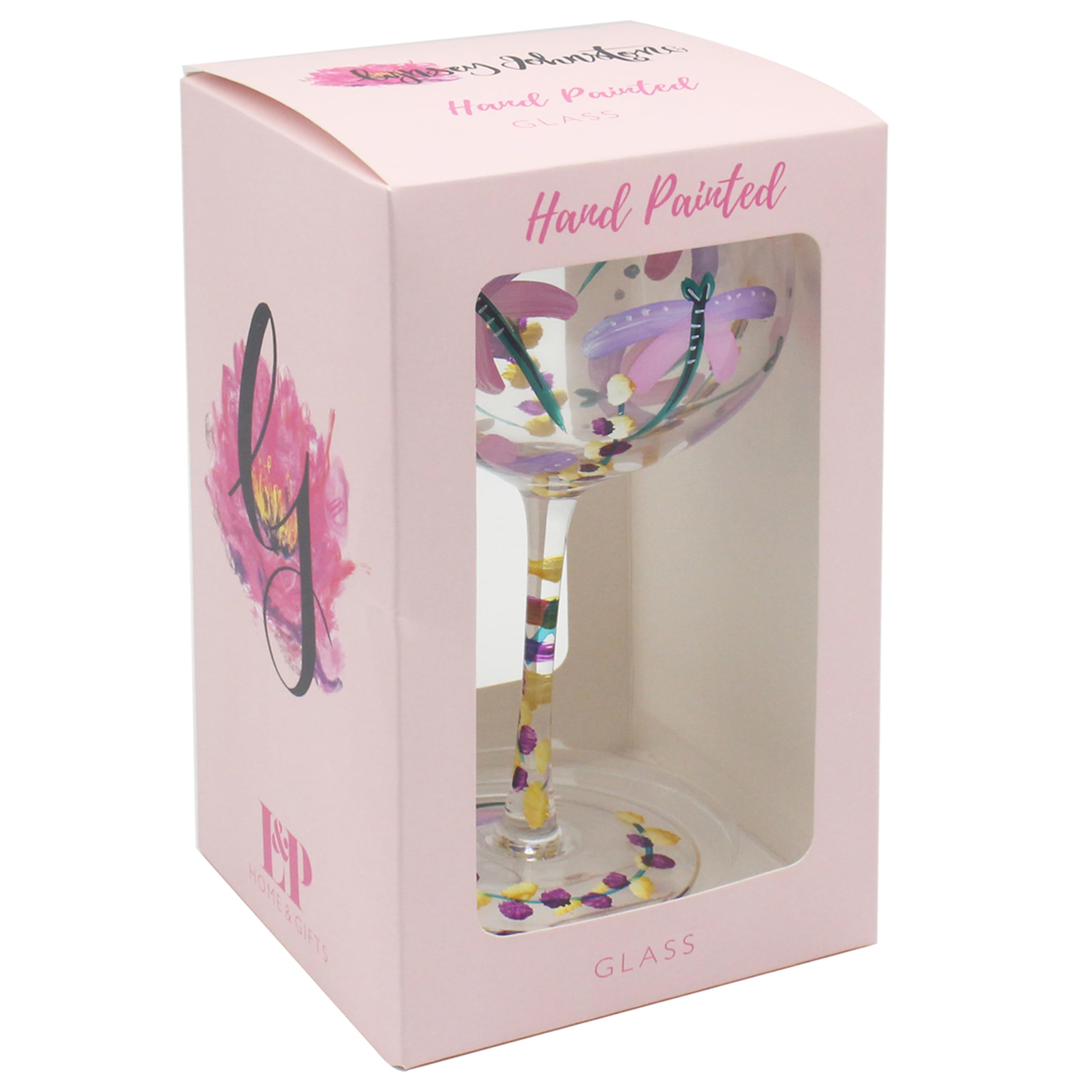 Lesser & Pavey Lynsey Johnstone Dragonflies & Daisies - Vaso de ginebra para el hogar, cocina, restaurante y fiestas, bonita cristalería para bebidas, regalo para mujeres, hombres, bodas y Navidad