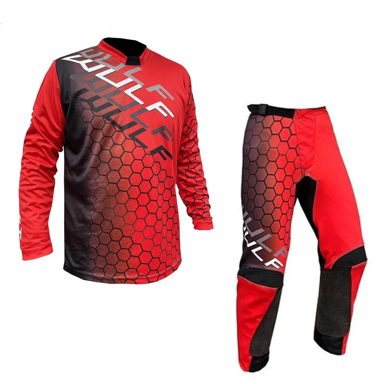 Wulfsport Combinaison de course MX pour enfants et jeunes pour motocross, quad, BMX, VTT, maillot et pantalon – Rouge
