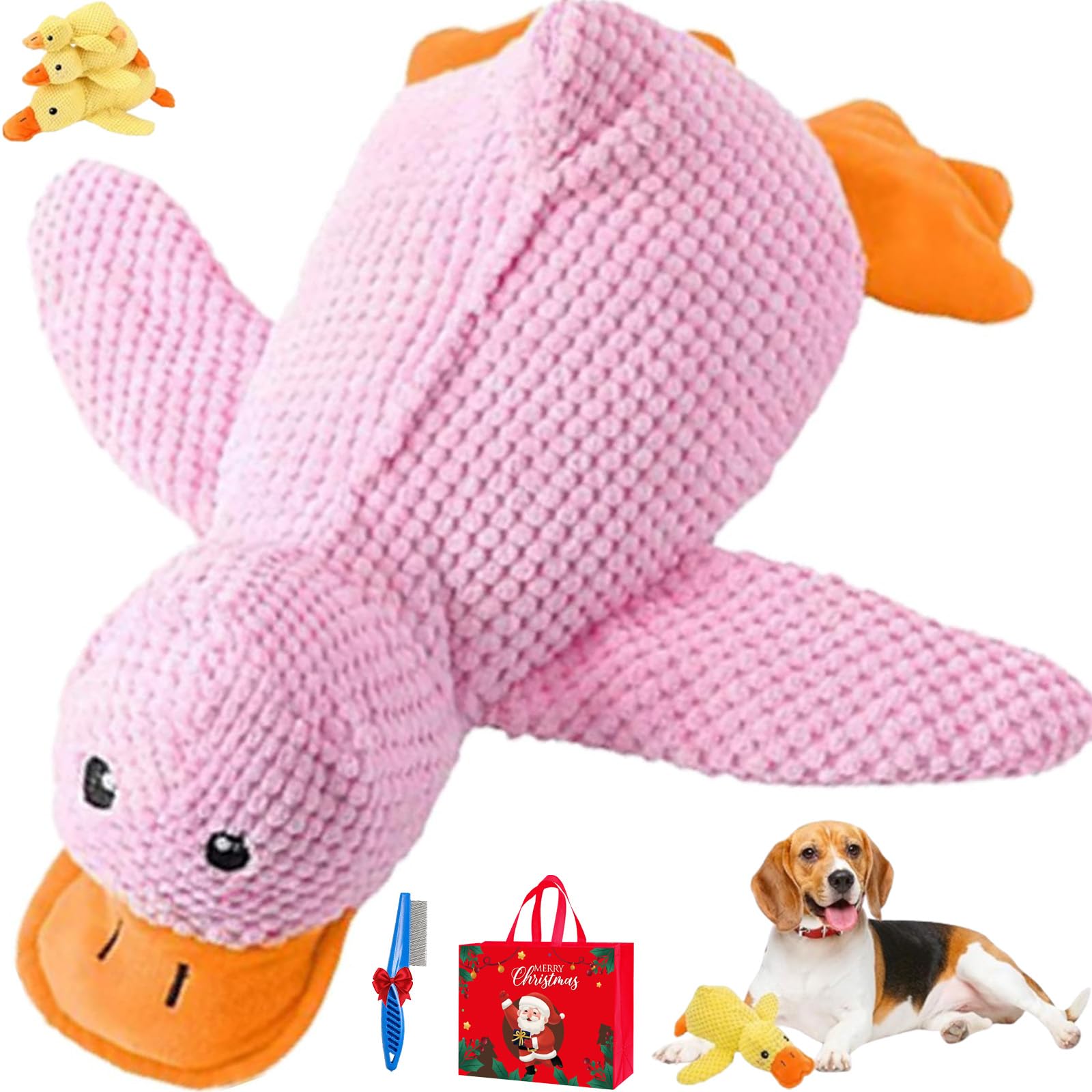2026 New Paw Love Calming Duck, Pawlove Interactive Plush Duck, Calming Quack Ducks Toys for Dogs Boredom, Soft Stuff Pet Chew Toy,Bright Yellow Anxiety Dog Doll,for Indoor Puppy Small Dog (Pink, M)