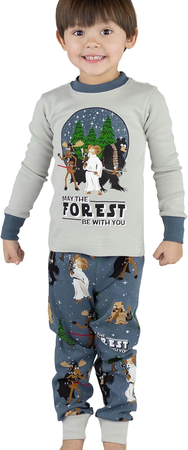 Lazy One Warm Long-Sleeve PJ Sets for Girls and Boys, Cozy, Comfy, Funny Kids' Pajama Sets, Animal, Bear & Moose
