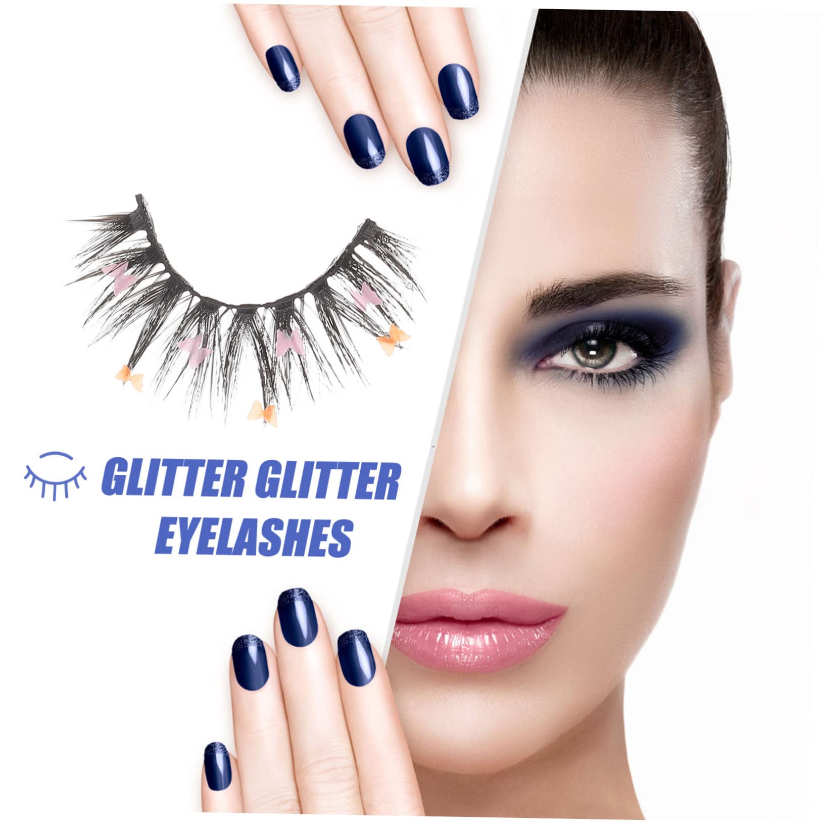 FOMIYES 16 Paia ciglia finte con paillettes ciglia nere riutilizzabili ciglia finte segmentate fake lashes false lashes ciglia cosplay ciglia colorate ciglio estendere fibra chimica