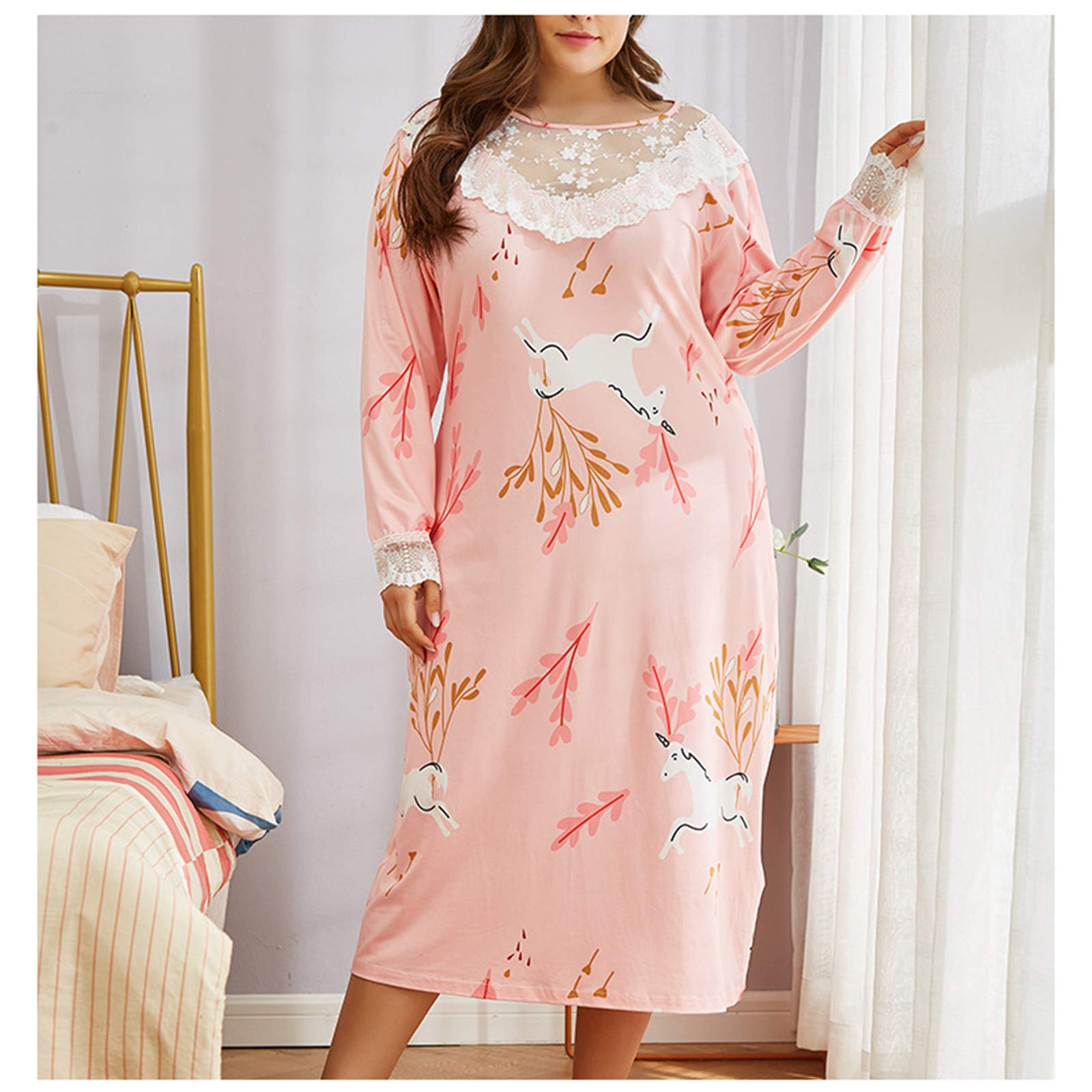 Pyjama Taille Plus pour Femmes Chemise de Nuit Ample en Coton - 7