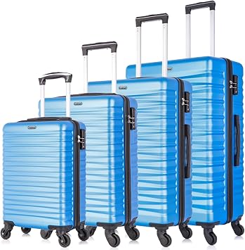 Amazon.com: Juego de equipaje de 4 piezas, juego de equipaje ABS rígido con  bloqueo TSA Spinner Wheels Set de maletas de viaje, Azul claro, 4 PCS, TSA  Lock+Expandable, : Ropa, Zapatos y