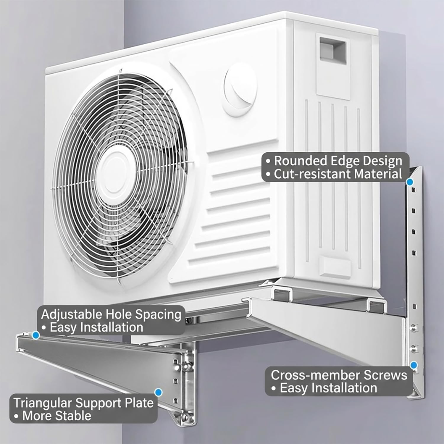 Soporte de Pared para Unidad Exterior de Aire Acondicionado Split | Acero Inoxidable, Carga 400 kg, Soporte Universal Ajustable, Estructura Triangular, Fácil Instalación
