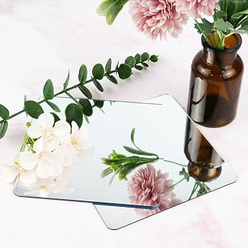 yuntop 2 Pack Self Adhesive Acrylic Mirror, 2MM Flexible Plastic Mirror, Shatterproof PS Frameless Wall Mirror for Bathroom Vanity and Entryway (6 x 6 inch)