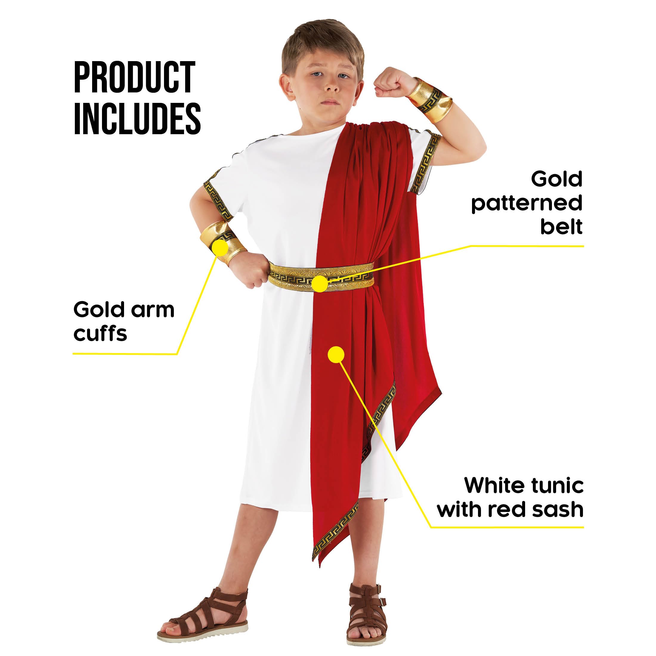 Morph Roman Costume Kids Greek Toga Costume Kids Greek God Boys Emperor World Book Day Costumes For Boys M - Image 2