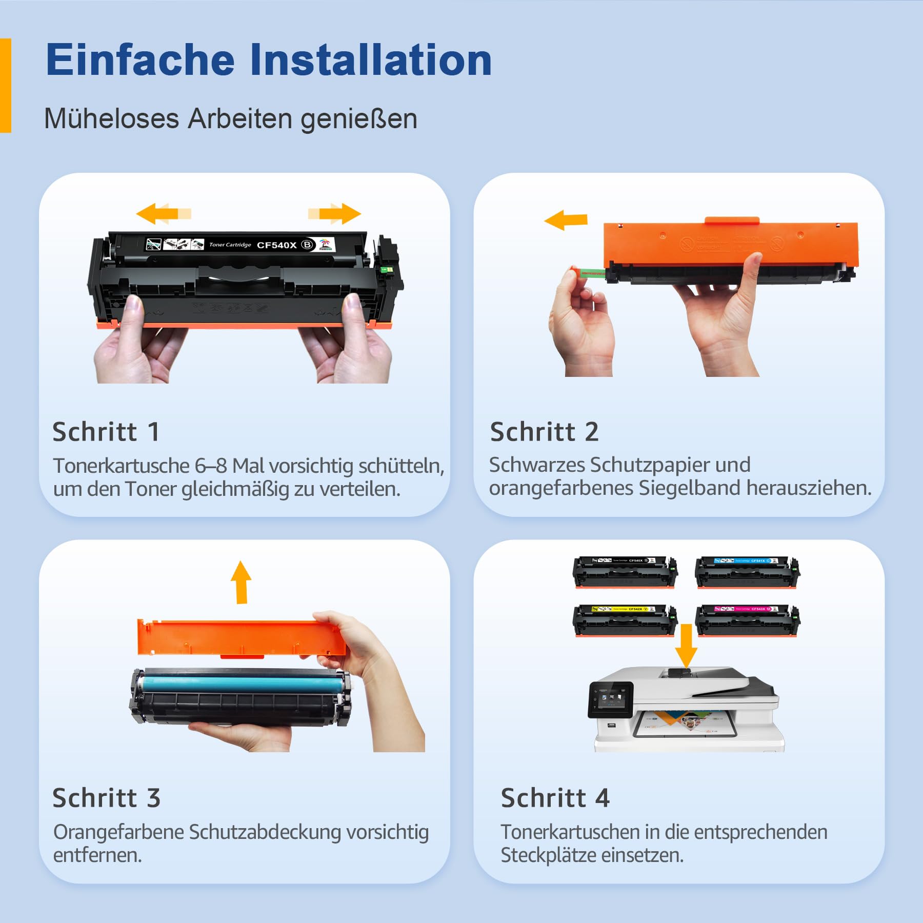 Palmtree 203X 203A Toner Kompatibel für HP 203X 203A CF540X M281fdw Toner | 4-Pack für HP Color Laserjet Pro M281fdw M254dw M254nw M281fdn M280nw M281cdw M254dn Schwarz Cyan Gelb Magenta