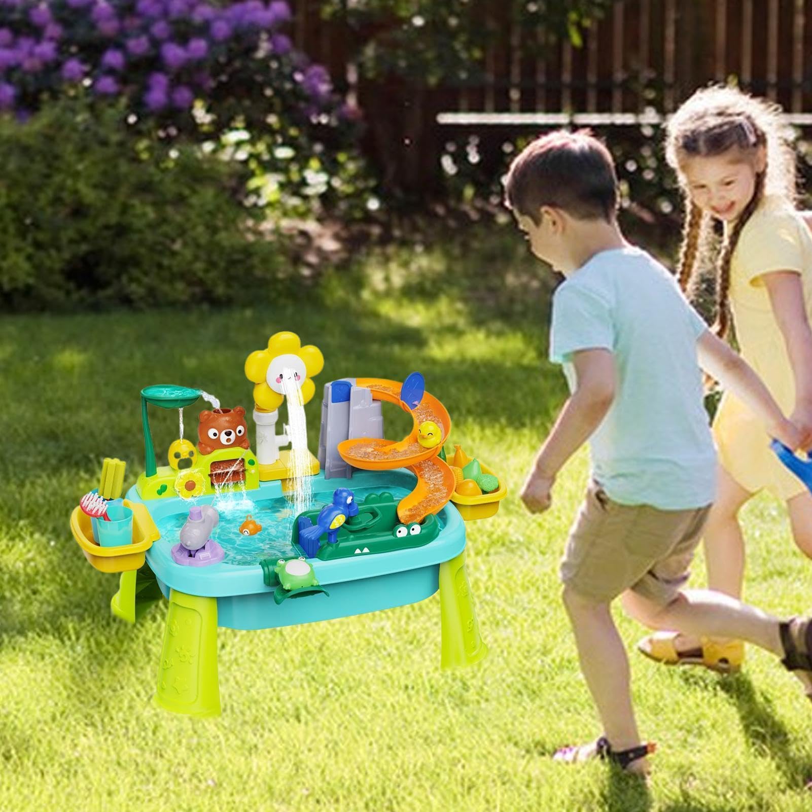 Mesa De Juegos De Agua Infantil Juguete Sensorial Magnético E Interactivo | Mesa Acuática, Set de Cocina con Bomba Para Niñas Pequeñas Y Preescolares En Jardín Patio Parque Y