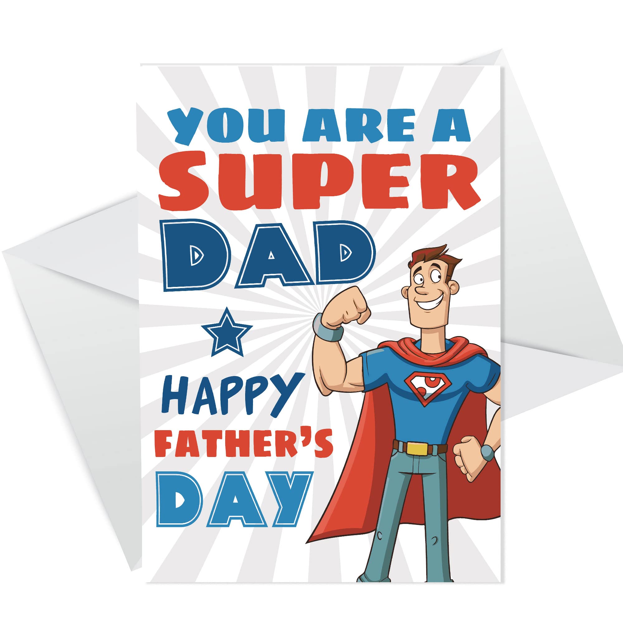 RED OCEAN Fathers Day Card From Child Son or Daughter Funny Humour SUPER DAD Card Superhero Card For Dad On Fathers Day Thank You