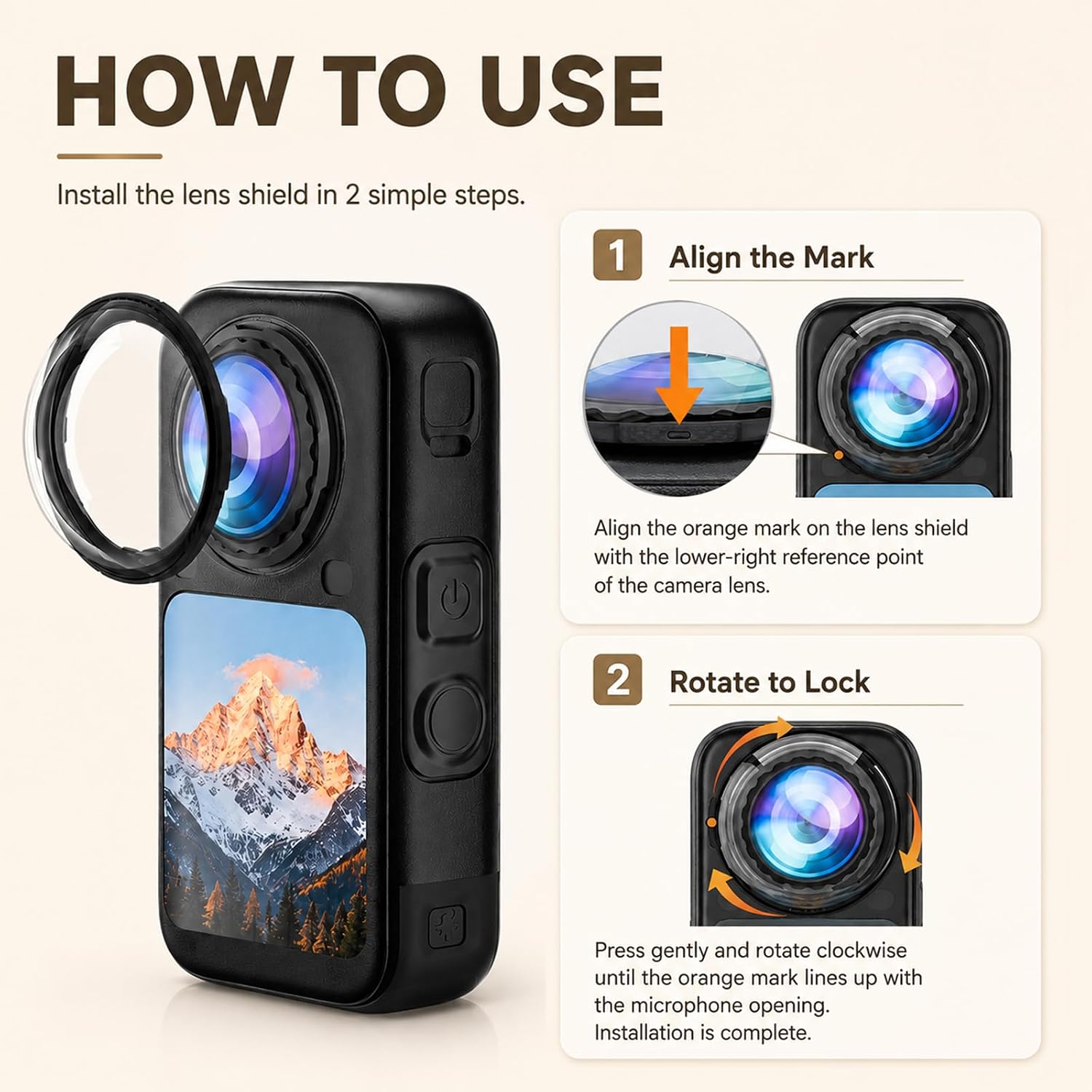 Lens Guards for Insta360 X6, 10H Optical Glass, Twist-Lock, 2-Pack image 4