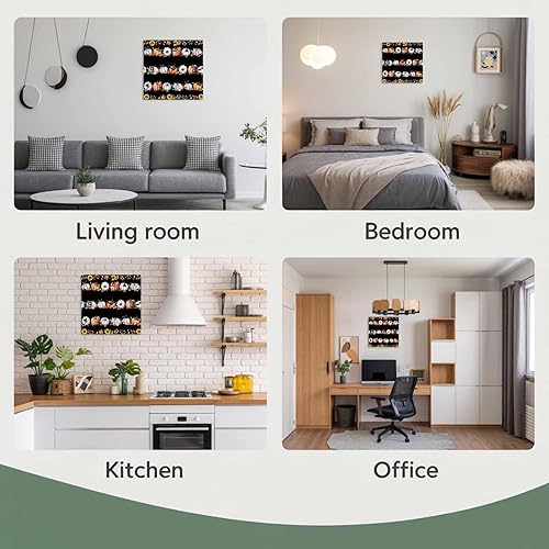 Miniatura 8 de Pumpkins Fall Wooden Wall Clock Silent Non Ticking, Farmhouse Maple Leaves Thanksgiving Black Square Wall Clock Battery Operated, Decor Clock for