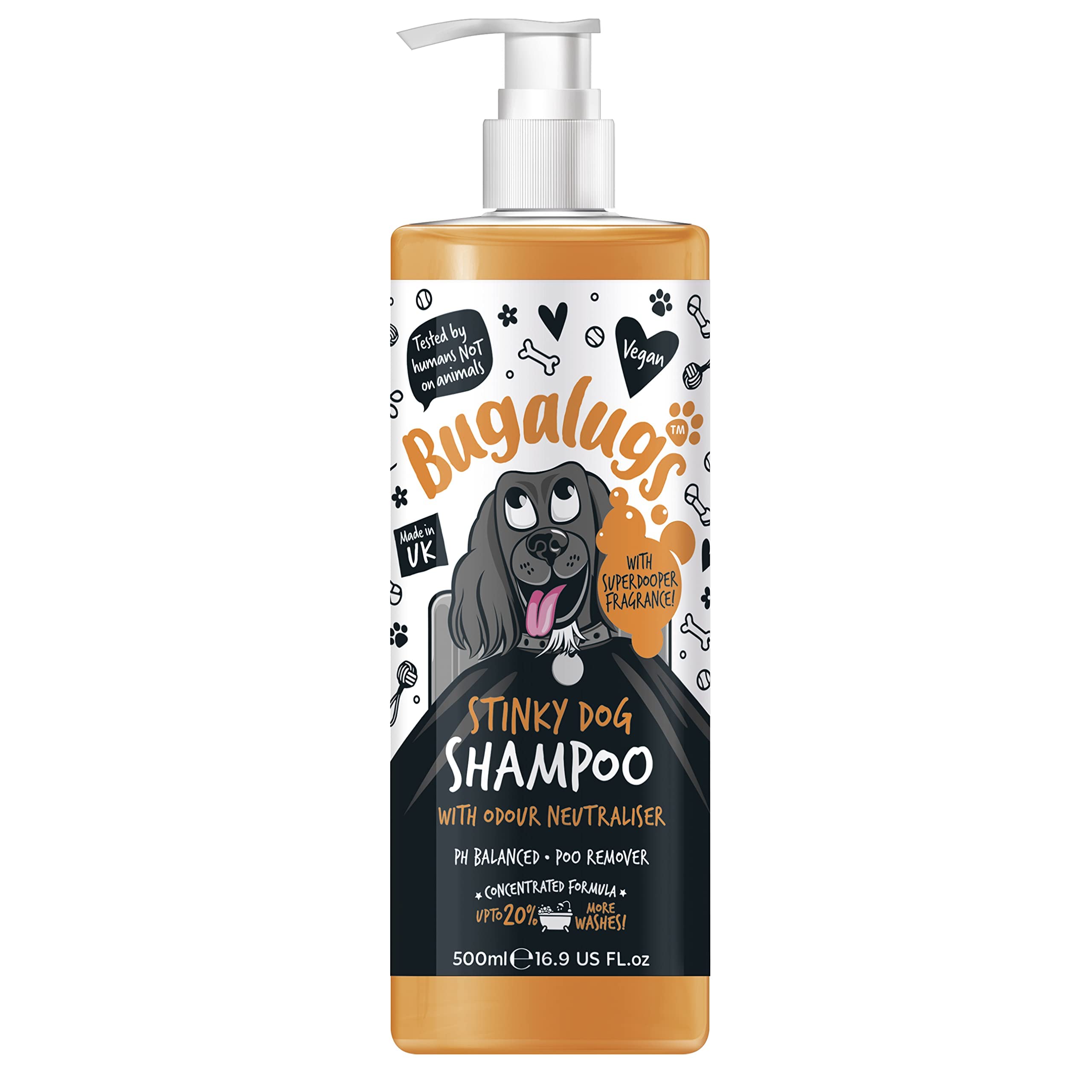 Stinky Dog Shampoo with odour neutraliser, fox poo shampoo for dogs with dog perfume, vegan dog grooming dog shampoo for sensitive skin amazing puppy pet shampoo & conditioner (1x500ml)