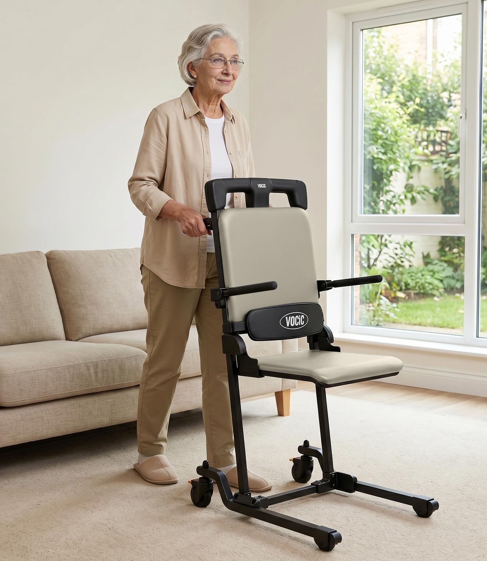 VOCIC Movable Electric Chair Lift, AX35 PRO, Beige