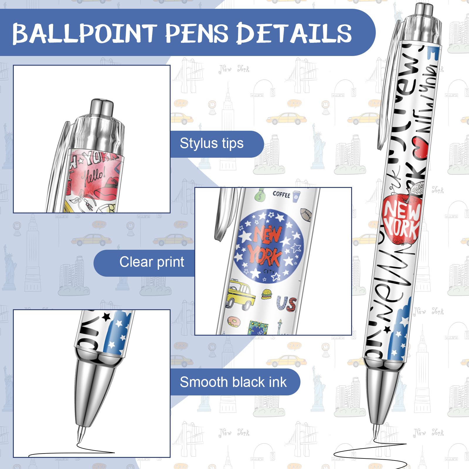 New York City Souvenir Set – 24 Haftnotizblöcke & Kugelschreiber, NYC-Geschenk Für Reiseliebhaber