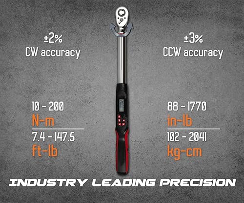 Miniatura 2 de Tools Adaptador de par de ángulo digital de 12 pulgada, 12.5-250.7 ft-lbs (17-340 N-m) rango de par, rango de ángulo de 1-360, LED y zumbador,
