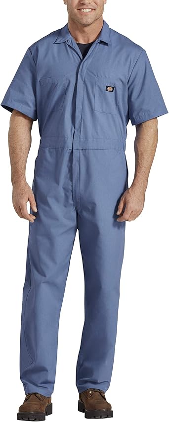 Dickies Men's Short Sleeve Coverall – Zipper Front Work Jumpsuit for Mechanics, Industrial Overall Uniform