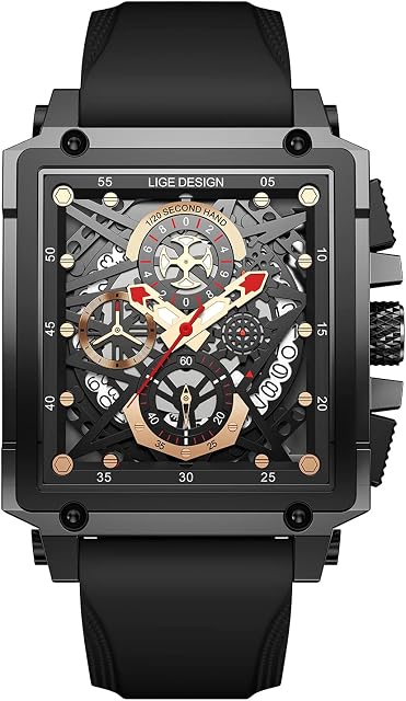 LIGE Mens Wrist Watches 30M Waterproof Analog Quartz Mutifuntional Chronograph Watch for Men Fashion Sports Watch with Silicone Strap
