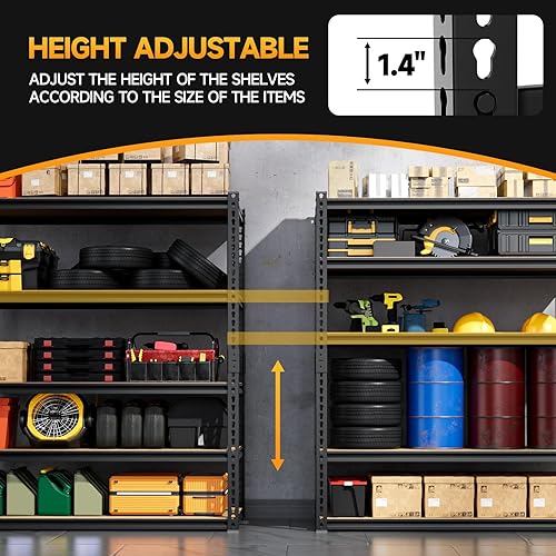 Miniatura 6 de Estantes de almacenamiento de garaje de 5 niveles, 40 pulgadas de ancho x 20 pulgadas de profundidad x 71 pulgadas de alto, estantes de