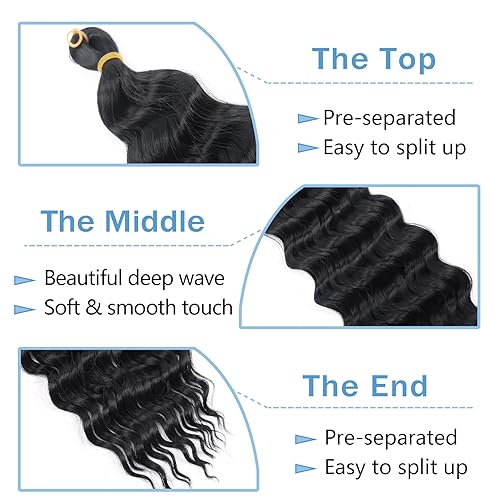 Miniatura 3 de Cabello de ganchillo Ocean Wave de 24 pulgadas, cabello rizado para trenzas de caja de diosa, paquetes de cabello ondulado profundo, paquetes de