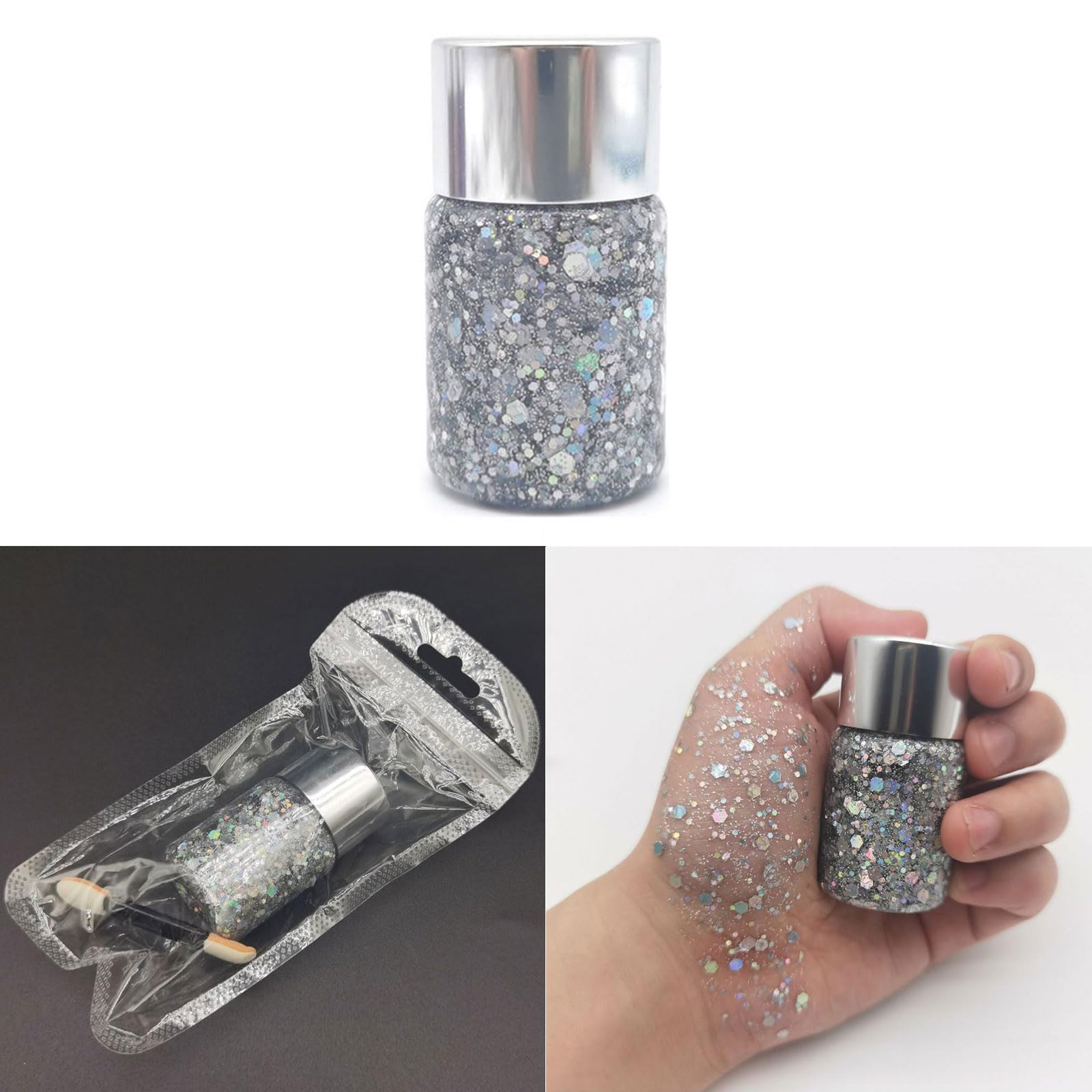 Gel glitterato per trucchi notturni per feste e decorazioni sceniche Glitter artigianali portatili